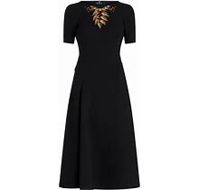 ETRO - Foliage-Embroidered Wool Midi Dress - Women - Wool - 40 - Black