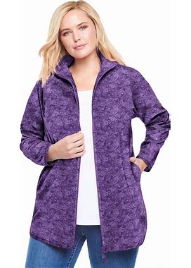 Plus Size Women's Zip-Front Microfleece Jacket By Woman Within In Radiant Purple Marled (Size 6X)