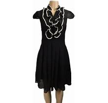 50S Style Black Dress With Ruffle Lace Detailing