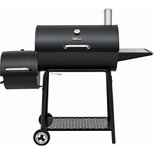 Royal Gourmet cc1830m 30-Inch Barrel Charcoal Grill With Offset Smoker, 811 Square Inches, Outdoor Backyard, Patio And Parties, Black, Large