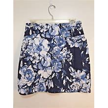 Sc & Co Skort Skirt Women Size M Blue Floral Tummy Control Stretch