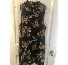 Black Floral Sleeveless Dress Size S