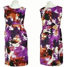 I.N. Studio Dresses | I.N. Studio Floral Satin Sheath Dress W/ Pockets | Color: Orange/Purple | Size: 6P
