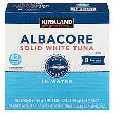 Kirkland Signature Solid White Albacore Tuna Superior 8 Cans 3.5Lb In