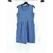 Lands' End Dresses | Lands' End Women's Blue Striped Sleeveless Pockets Stretch Tunic Dress M 10/12 | Color: Blue | Size: M