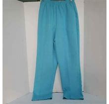Blair Womens Straight Leg Comfort Pants Blue Pocket Elastic Waist Pull