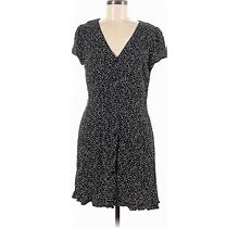 Ann Taylor LOFT Casual Dress - A-Line Plunge Short Sleeves: Black Dresses - Women's Size 6
