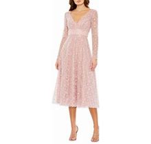 Mac Duggal Women's Embellished Mesh Midi-Dress - Rose - Size 6
