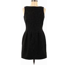Coast Casual Dress - Fit & Flare Crew Neck Sleeveless: Black Tweed Dresses - Women's Size 6