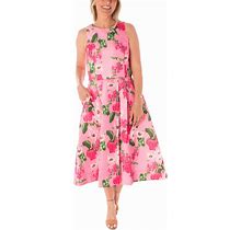 Maison Tara Women's Floral-Print Jacquard Midi Dress - Bubblegum/Blush - Size 6