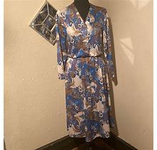 Haband Dresses | Vintage Womens Stretchy Dress Size 8 | Color: Blue/Tan | Size: 8