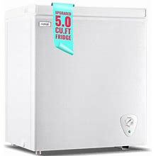 Wanai White Chest Freezer Small Deep Freezer 5.0 Cu.Ft Fast Freezing Freezers With 7 Temp Control