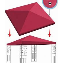 Sunny 10x10 ft Gazebo Replacement Canopy Top Single Tier Canopy Top Cover (Burgundry)
