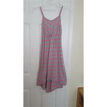 Circo Girls Knit Maxi Dress Gray W/Hot Pink Stripes Size M