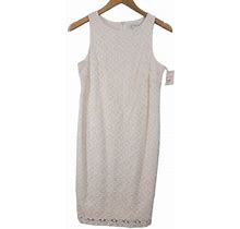 Womens Liz Claiborne Size S White Sleeveless Lined Dress Lace Brand