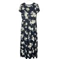 Zaberry Womens Short Sleeve Black/White Floral Maxi Dress, 52" Long,