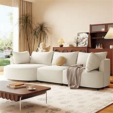 3-Piece Modern Sofa With 5 Back Cushions And Curved Seat, Suitable For Living Room, Study Room And Apartment, Beige - Modernluxe