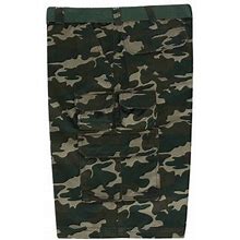 G-Style USA Men's Relaxed Fit Belted Camo Cargo Shorts - Olive - 46