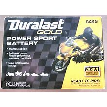Duralast Gold AZX9 Power Sport Battery AGM Technology Ready-To-Ride New