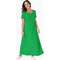Plus Size Women's Stretch Cotton T-Shirt Maxi Dress By Jessica London In Vivid Green (Size 24)