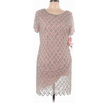 Pisarro Nights Casual Dress - Shift Scoop Neck Short Sleeves: Pink Dresses - New - Women's Size 10 Petite
