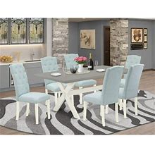 East West Furniture X-Style 7-Piece Wood Dining Room Set In White