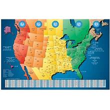 Imageability North America Full Color Time Zone Area Code Map Gloss Finish By 17 Inches Size 11