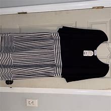Gilli Dresses | Cute Bottom Striped Dress 3/4 Length Sleeves | Color: Black/White | Size: 2X