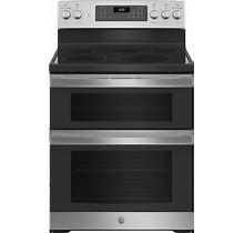 GE - 6.6 Cu. Ft. Freestanding Double Oven Electric Convection Range With Self-Steam Cleaning And No-Preheat Air Fry - Stainless Steel