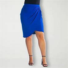 24Seven Comfort Apparel Womens Mid Rise Midi Pencil Skirt-Plus | Blue | Plus 1X | Skirts Pencil Skirts