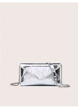 Vintage Space Silver Flap Crossbody Bag,One-Size