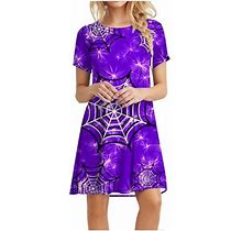 Bigersell Sexy Dress Women's Summer Fashion Casual Short Sleeve Round Neck Beach Print Dresses Spring Dresses For Female Regular Mini Dresses, Style 3
