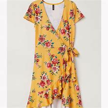 H&M Dresses | H&M Divided Floral Faux Wrap Dress | Color: Pink/Yellow | Size: 6