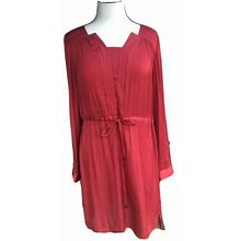 Simply Vera Wang Women's Red Sheath Dress Lightweight Roll-Tab Sleeves