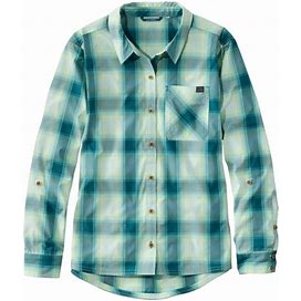L.L.Bean | Women's Everyday Sunsmart® Woven Shirt Long-Sleeve, Plaid Cool Sea Blue Plaid 3X, Synthetic