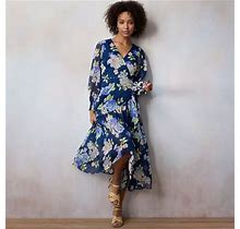 Women's LC Lauren Conrad Floral Print Chiffon Pleated High-Low Wrap Maxi Dress