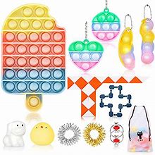 Fidget Toy Set, Cheap Sensory Toys Pack For Kids Adults, Fidget Box With Simple Dimple And Pop On It Toy, Squishy Stress Ball, And Anxiety Relief Squeeze Toys (Ice Cream Fidget Toys Setb)