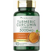 Carlyle Turmeric Curcumin With Black Pepper 3000Mg | 90 Powder Capsules | Com...