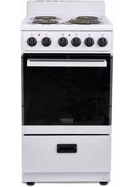 Premium Levella 20-In 4 Burners 2.2-Cu Ft Freestanding Electric Range (White With White Handle And Mirrored Glass Door) Stainless Steel | PRE2025GW