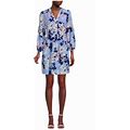 Vince Camuto Blue Floral Dress With Bishop Sleeve Size