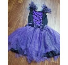 Girls Large 10-12 Dress Fairy Mesh Purple Black Outfit Halloween