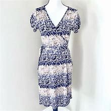 Loft Dresses | Ann Taylor Loft Wrap Print Dress Size M | Color: Brown/Cream | Size: M
