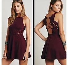 Free People Embroidered Detail Open Back Dress - Xs