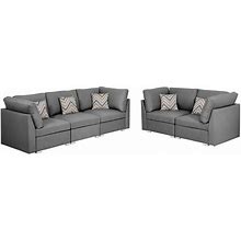 Lilola Home - Amira Gray Fabric Sofa And Loveseat Living Room Set With Pillows - 89825-5