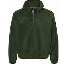 Burnside Polar Fleece Quarter-Zip Pullover - 3052 - Army - L By Clothing Shop Online