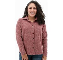 Aventura Clothing Women's Mystic Long Sleeve Collared Neck Fleece Button Down Shirt - Barberry, Size Large