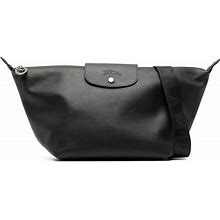 Longchamp Medium Le Pliage Leather Hobo Bag, Black