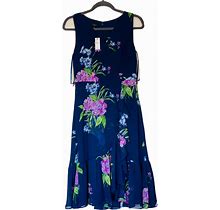 NWT Women Petite Size 2P Talbots Colorful Floral Midi Dress $169 Without Belt