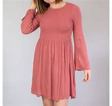 1.4.3 Story Dresses | 1.4.3 Story Smock Long Sleeve Flowy Dress | Color: Pink/Red | Size: L