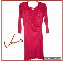 Venus Dresses | Venus Red Bodycon Long Sleeved Wrap Dress Size Xs | Color: Red | Size: Xs